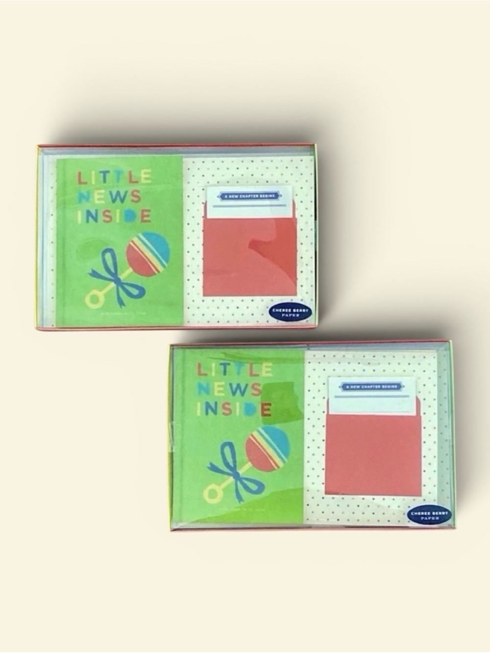 Little News Inside Baby Announcement Stationery Set Cherée Berry Paper Set of 2